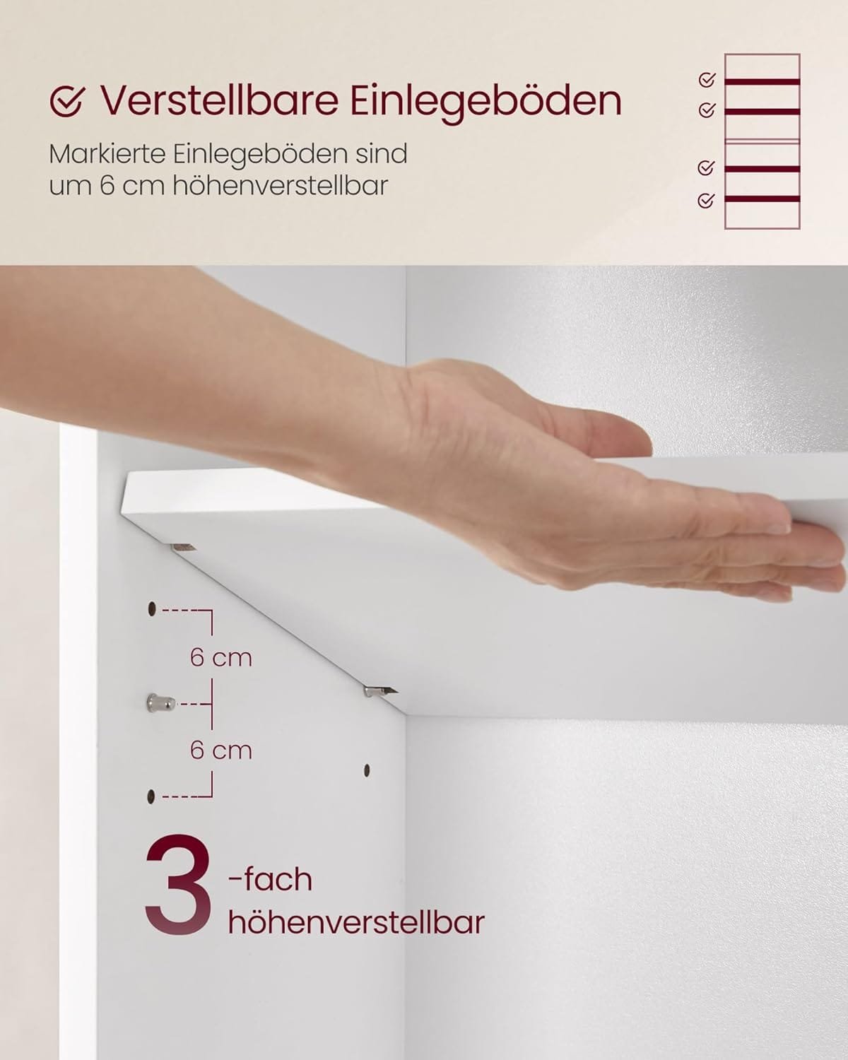 6-vånings Bokhylla Förvaringshylla För Vardagsrum Kontor Sovrum, 24 X 60 X 178,5 Cm Vit 4 6-vånings Bokhylla Förvaringshylla För Vardagsrum Kontor Sovrum, 24 X 60 X 178,5 Cm Vit - Bild 4