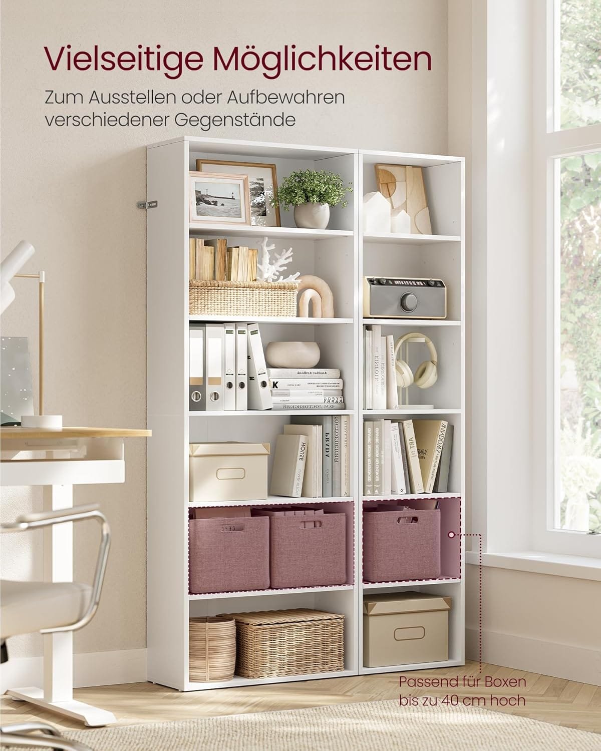 6-vånings Bokhylla Förvaringshylla För Vardagsrum Kontor Sovrum, 24 X 60 X 178,5 Cm Vit 6 6-vånings Bokhylla Förvaringshylla För Vardagsrum Kontor Sovrum, 24 X 60 X 178,5 Cm Vit - Bild 6