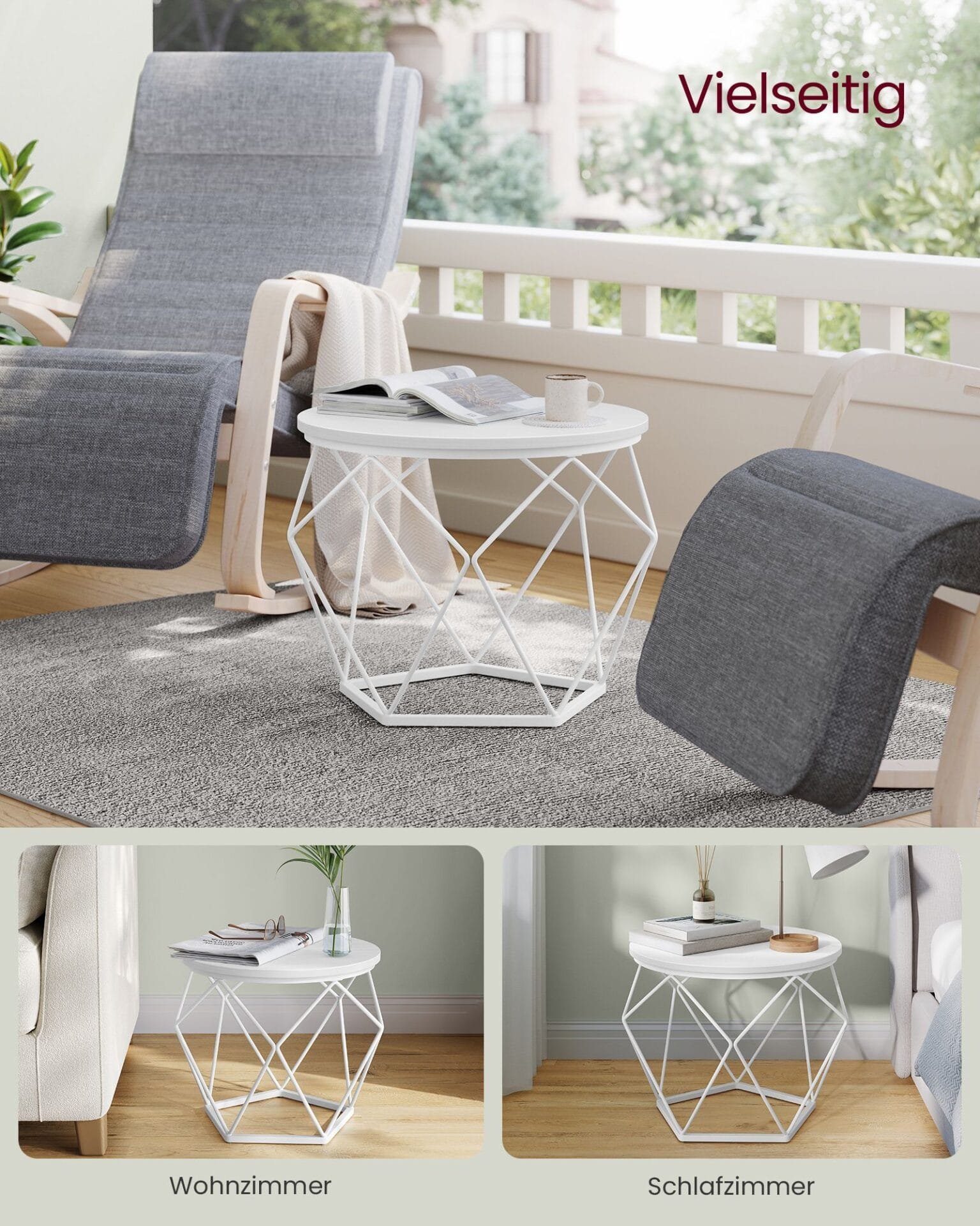 2 Sidobord, Soffbord Modern Stil, Avtagbar Bordsskiva, Snövit Och Molnvit 3 2 Sidobord, Soffbord Modern Stil, Avtagbar Bordsskiva, Snövit Och Molnvit - Bild 3