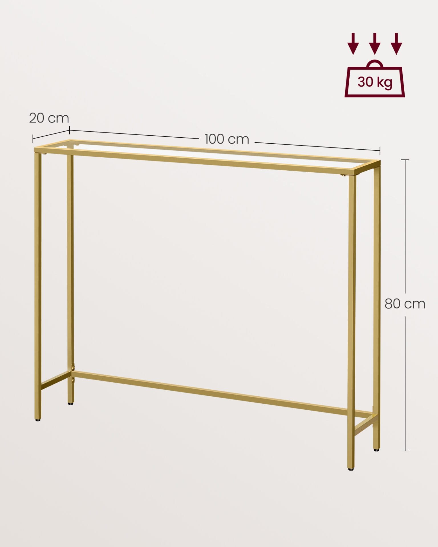 Konsolbord, Entrébord, Soffgavel, Härdat Glasskiva, Metallram, Ljusguld Och Transparent 6 Konsolbord, Entrébord, Soffgavel, Härdat Glasskiva, Metallram, Ljusguld Och Transparent - Bild 6