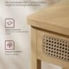 Konsolbord i ekbeige med rottingdetaljer för hall och vardagsrum.