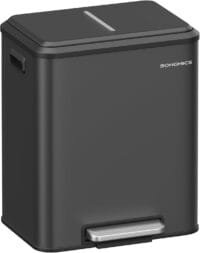 Soptunna Sorterare 2 X 15 L med Lock, Rostfritt Stål, Lufttät, Plastflaska, Kraftig