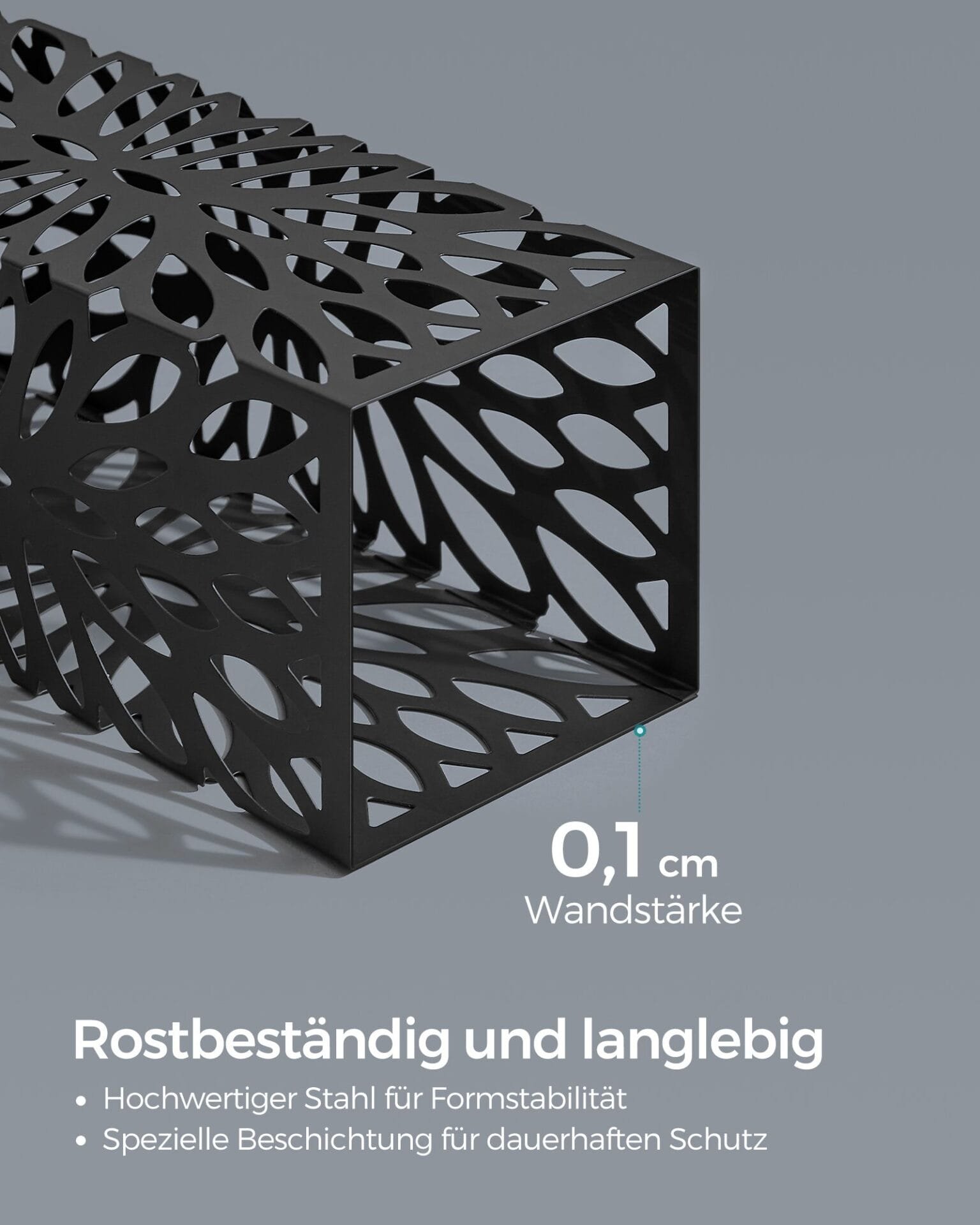 Paraplyhållare För Entré, Fyrkantigt Paraplyställ i Stål, Fristående, 4 Krokar, Svart 3 Paraplyhållare För Entré, Fyrkantigt Paraplyställ i Stål, Fristående, 4 Krokar, Svart - Bild 3