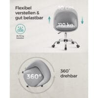 Snurrstol, Skrivbords stol, Skumstoppning, Justerbar i Höjdled, Grå 5 Snurrstol, Skrivbords stol, Skumstoppning, Justerbar i Höjdled, Grå - Bild 5
