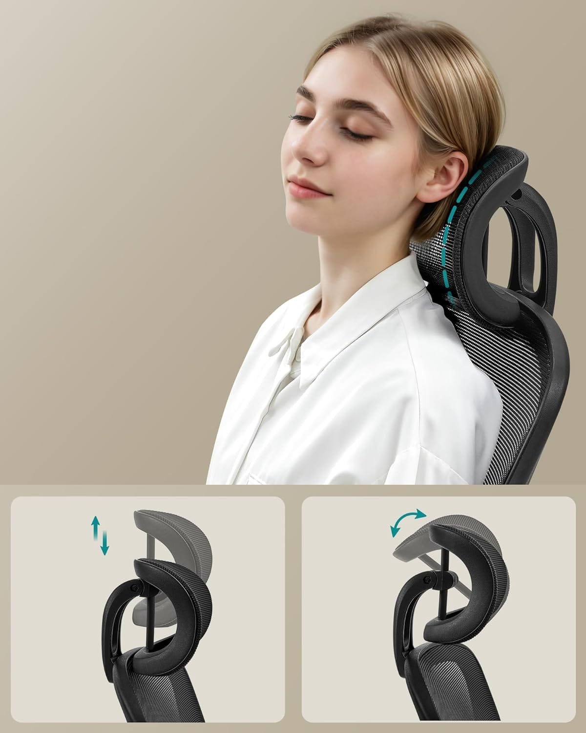 Kontorsstol Ergonomisk Skrivbordsstol Snurrstol med Mesh Vadderat Svankstöd - Bläcksvart 4 Kontorsstol Ergonomisk Skrivbordsstol Snurrstol med Mesh Vadderat Svankstöd - Bläcksvart - Bild 4