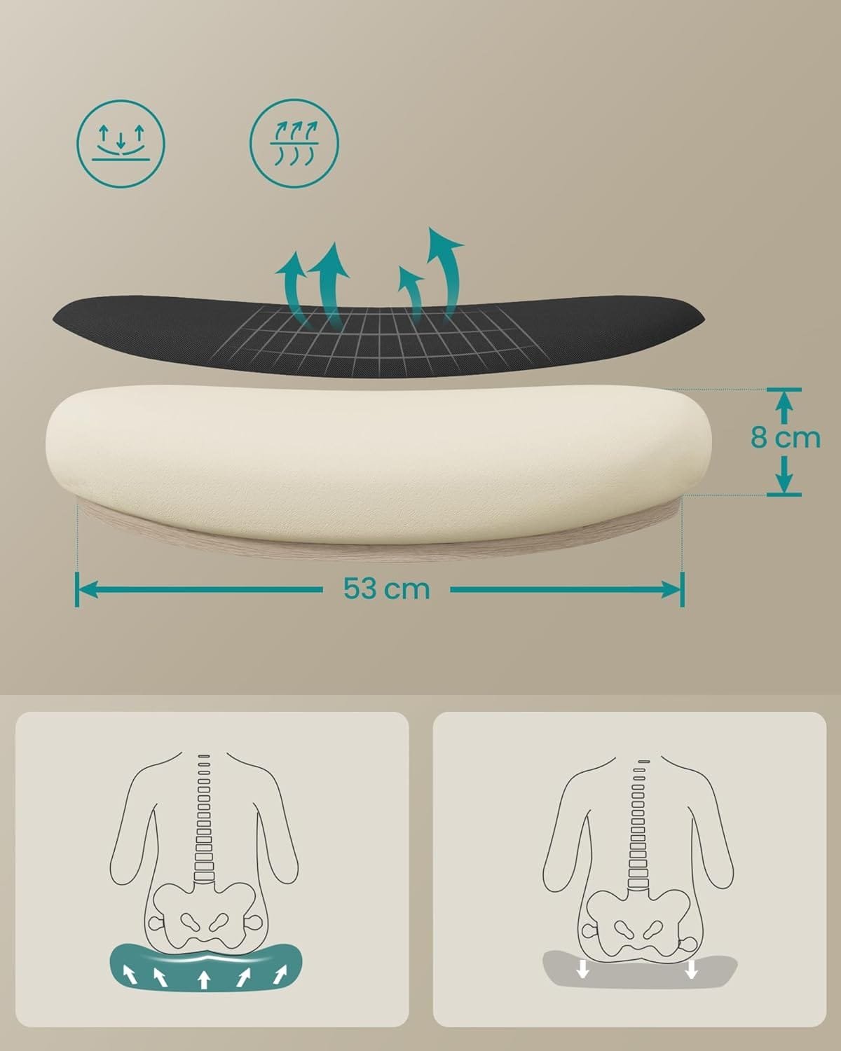 Kontorsstol Ergonomisk Skrivbordsstol Snurrstol med Mesh Vadderat Svankstöd - Bläcksvart 6 Kontorsstol Ergonomisk Skrivbordsstol Snurrstol med Mesh Vadderat Svankstöd - Bläcksvart - Bild 6