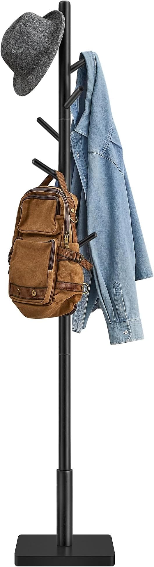 Klädhängare i Massivt Trä, Fristående Hall med 8 Krokar, Bläcksvart 1 Klädhängare i Massivt Trä, Fristående Hall med 8 Krokar, Bläcksvart