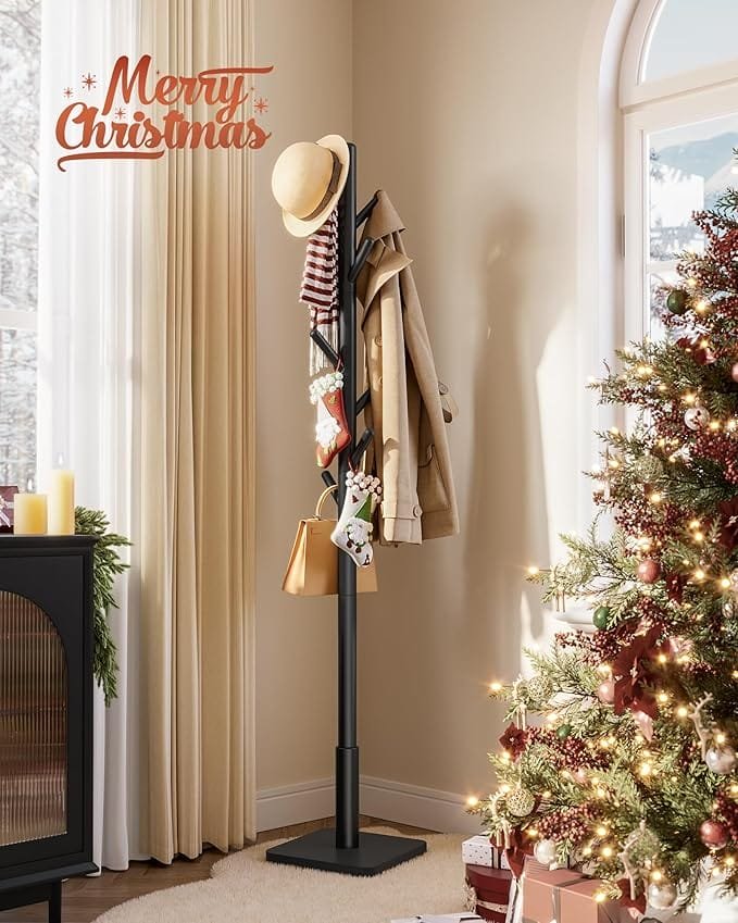 Klädhängare i Massivt Trä, Fristående Hall med 8 Krokar, Bläcksvart 2 Klädhängare i Massivt Trä, Fristående Hall med 8 Krokar, Bläcksvart - Bild 2