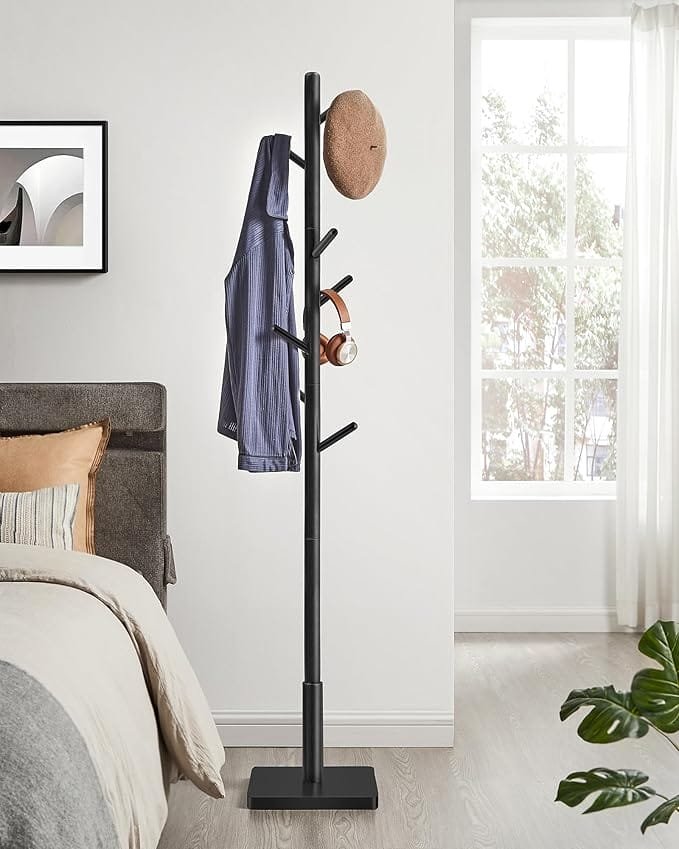 Klädhängare i Massivt Trä, Fristående Hall med 8 Krokar, Bläcksvart 3 Klädhängare i Massivt Trä, Fristående Hall med 8 Krokar, Bläcksvart - Bild 3