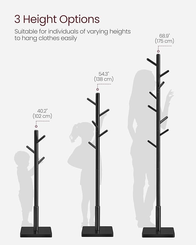 Klädhängare i Massivt Trä, Fristående Hall med 8 Krokar, Bläcksvart 6 Klädhängare i Massivt Trä, Fristående Hall med 8 Krokar, Bläcksvart - Bild 6