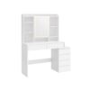 Vit sminkbord med spegel och förvaringslådor, modern design.