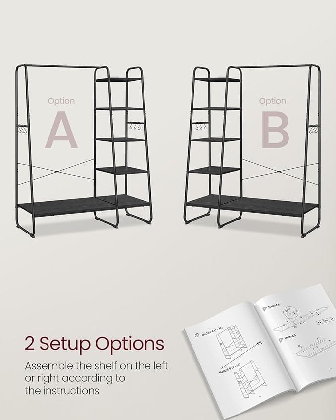 Klädstång, Klädställ med Skohylla, 5-vånings Förvaringsställ, Ebenholtssvart Och Mattsvart 5 Klädstång, Klädställ med Skohylla, 5-vånings Förvaringsställ, Ebenholtssvart Och Mattsvart - Bild 5
