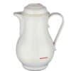 Vit termoskanna för drycker, modern design, 1.2 liter kapacitet.