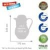 Elfenben termoskanna ROTPUNK 330 L, 1000 ml, 243x193 mm, BPA-fri, tillverkat i Tyskland.