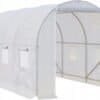 Vit trädgårdsgreenhouse för odling och växtskydd.