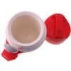 Termos med röd lock och vit kropp för varm dryck.