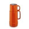 Orange termos med handtag, 0.25 liter, tillverkad i Tyskland.