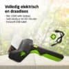 Trådlös elektrisk BBQ-borste med batteri och USB-kabel.