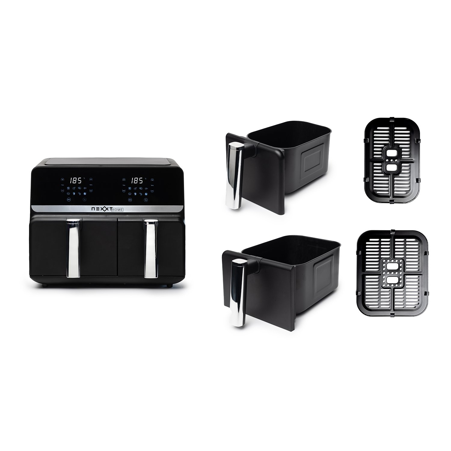 Nexxt Dubbel Airfryer – Heteluchtfriteuse – 5,5 + 3,5 liter – Touchscreen – Svart 4 Nexxt Dubbel Airfryer – Heteluchtfriteuse – 5,5 + 3,5 liter – Touchscreen – Svart - Bild 4
