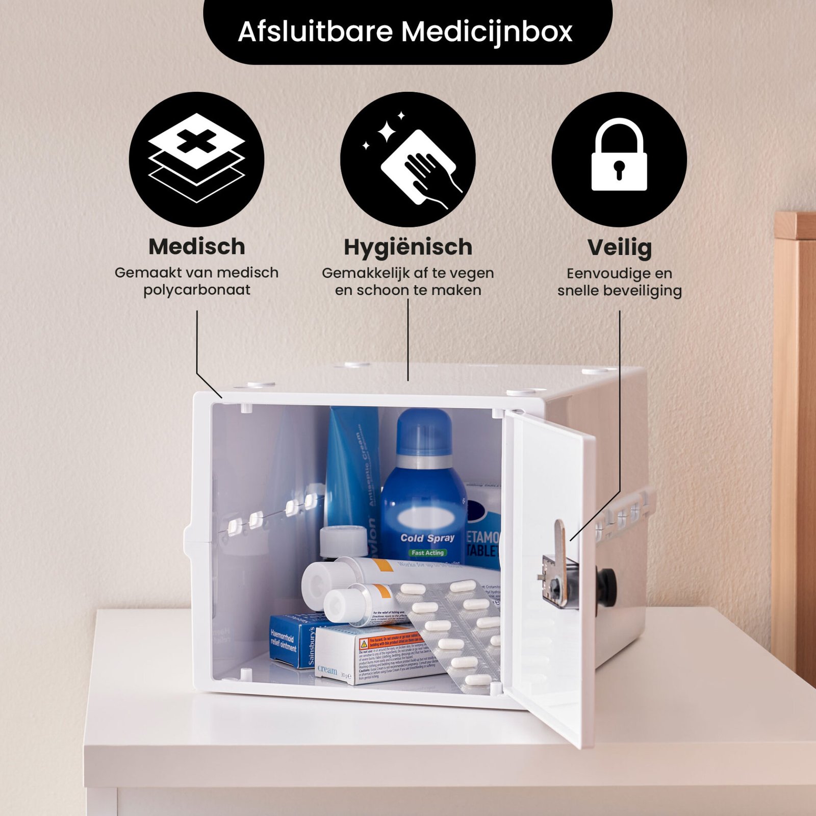 Lockabox One™ Låsbar medicinskåp - Förvaringslåda med kodlås – Vit 5 Lockabox One™ Låsbar medicinskåp - Förvaringslåda med kodlås – Vit - Bild 5