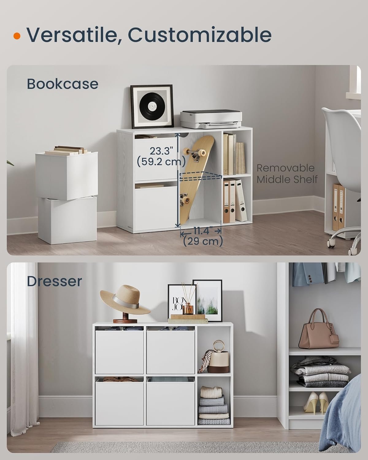 Verktygslös montering, Förvaringsenhet, Hylla, Bokhylla, 27 x 83 x 61,8 cm, Snövit 6 Verktygslös montering, Förvaringsenhet, Hylla, Bokhylla, 27 x 83 x 61,8 cm, Snövit - Bild 6