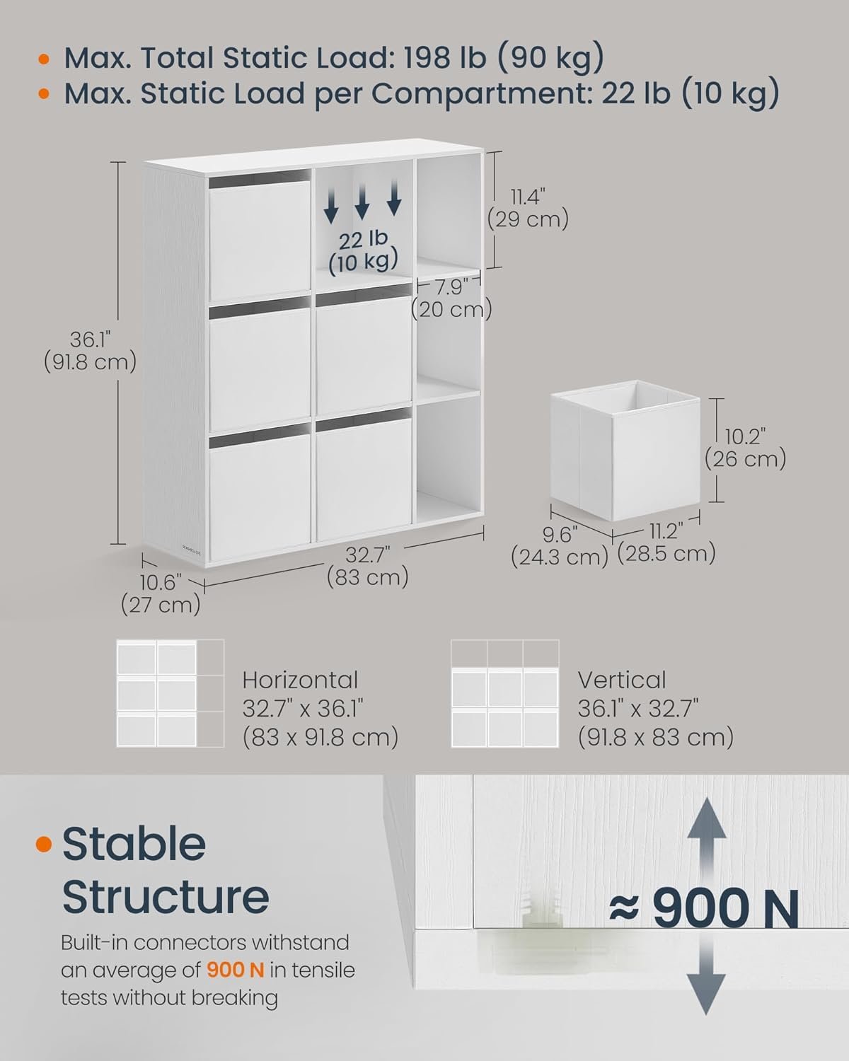 Supersnabb verktygslös montering, bokhylla, kubförvaring, 9 fack 27 x 83 x 91,8 cm, Snövit 2 Supersnabb verktygslös montering, bokhylla, kubförvaring, 9 fack 27 x 83 x 91,8 cm, Snövit - Bild 2