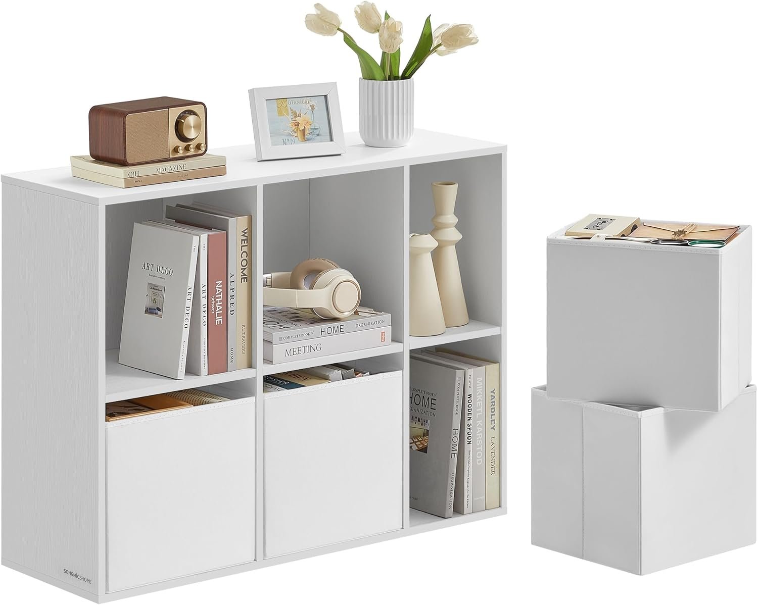 Verktygslös montering, Förvaringsenhet, Hylla, Bokhylla, 27 x 83 x 61,8 cm, Snövit 1 Bokhylla