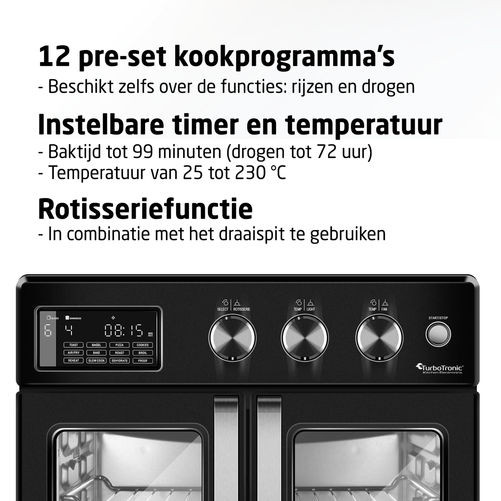 TurboTronic AFD32 Airfryer XXL och Ugn – Dubbel Dörr – 32 Liter – Svart 3 TurboTronic AFD32 Airfryer XXL och Ugn – Dubbel Dörr – 32 Liter – Svart - Bild 3