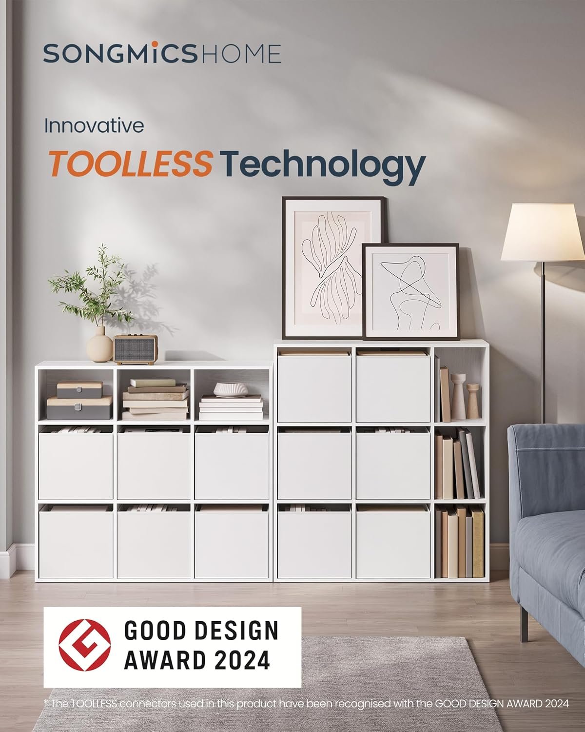 Supersnabb verktygslös montering, bokhylla, kubförvaring, 9 fack 27 x 83 x 91,8 cm, Snövit 6 Supersnabb verktygslös montering, bokhylla, kubförvaring, 9 fack 27 x 83 x 91,8 cm, Snövit - Bild 6