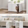 Vitt kattlåda och sidobord för stora katter, modern design.
