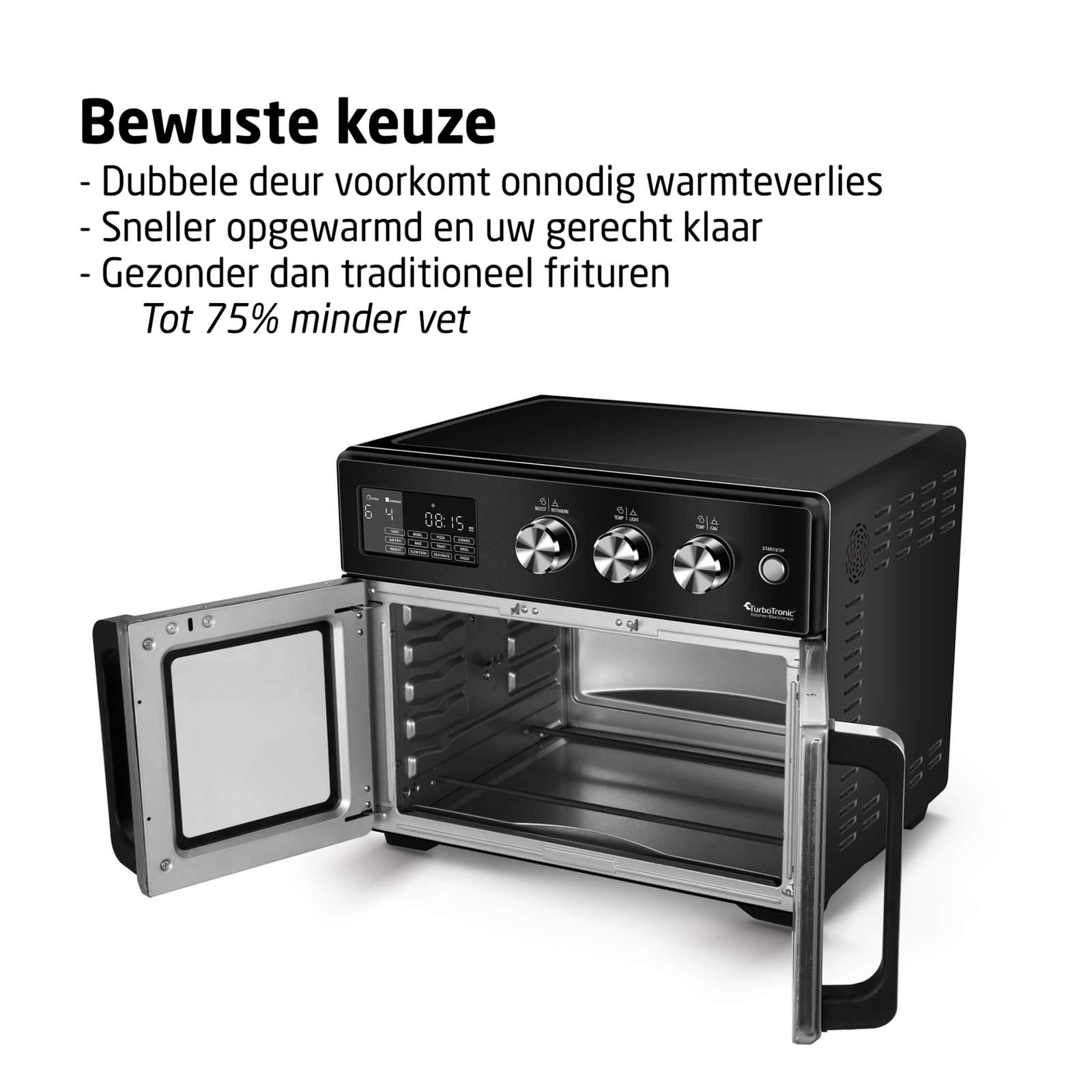 TurboTronic AFD32 Airfryer XXL och Ugn – Dubbel Dörr – 32 Liter – Svart 6 TurboTronic AFD32 Airfryer XXL och Ugn – Dubbel Dörr – 32 Liter – Svart - Bild 6