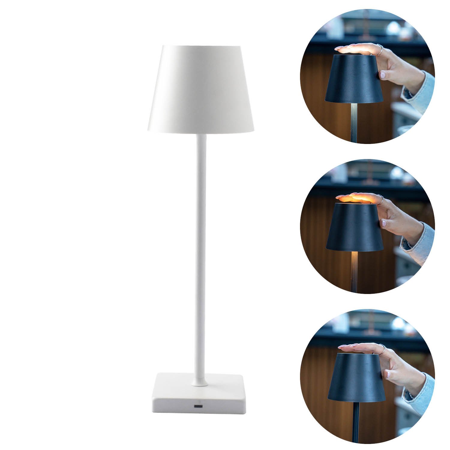 Trådlös bordslampa för inomhus och utomhus – Dimbara - Vit 1 Trådlös bordslampa