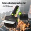 Elektrisk BBQ-borste i stål med roterande funktion och extra borst.