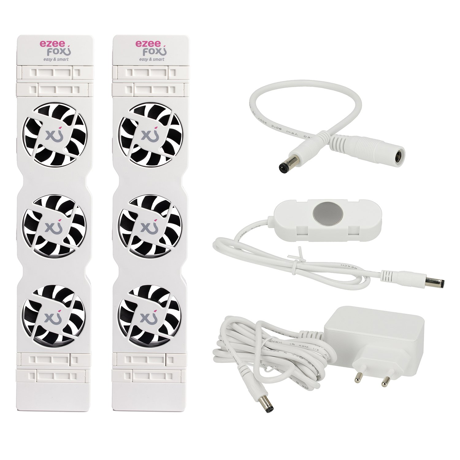 Ezeefox Radiatorfläkt med 3 fläktar och termometer – Energieffektiv - Duoset 1 Radiatorfläkt