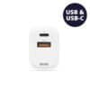 Snabbladdare med USB och USB-C-port för snabb laddning.