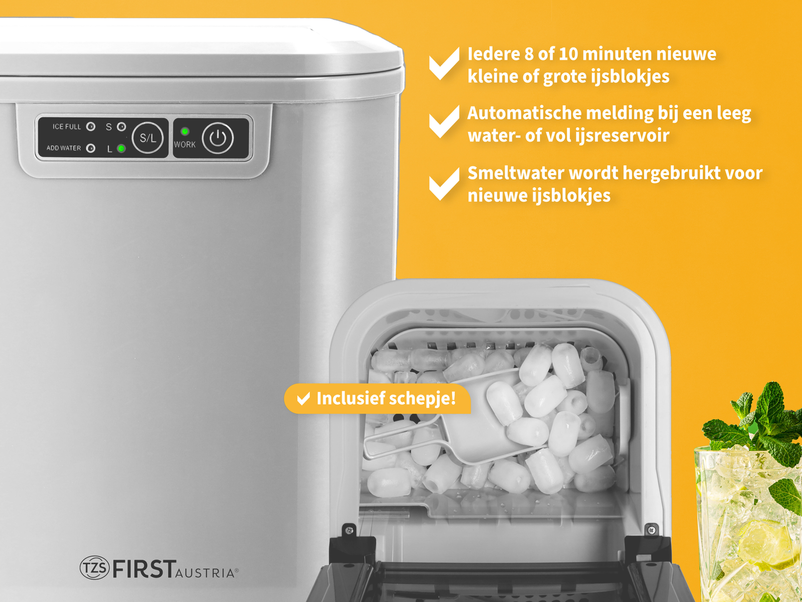 TZS First Austria 5104 Isbitmaskin - Isbitstillverkare inklusive skopa och droppbricka - 2,2L - Vit 2 TZS First Austria 5104 Isbitmaskin - Isbitstillverkare inklusive skopa och droppbricka - 2,2L - Vit - Bild 2