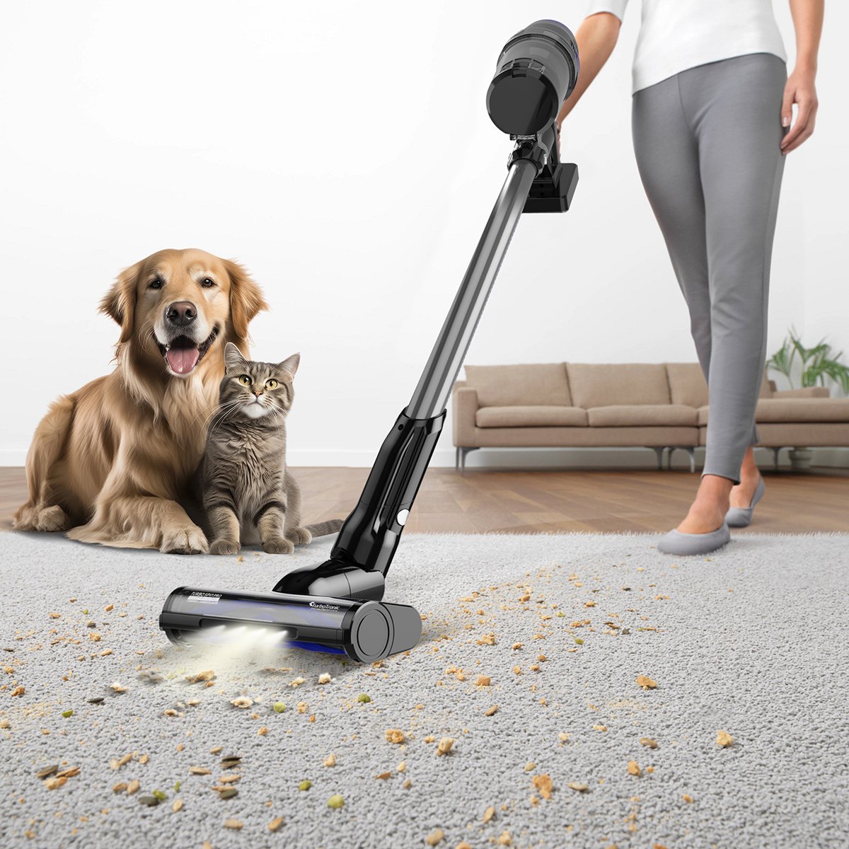 TurboTronic CF7 Trådlös Skaftdammsugare med Handdammsugare - Svart/Silver 4 TurboTronic CF7 Trådlös Skaftdammsugare med Handdammsugare - Svart/Silver - Bild 4