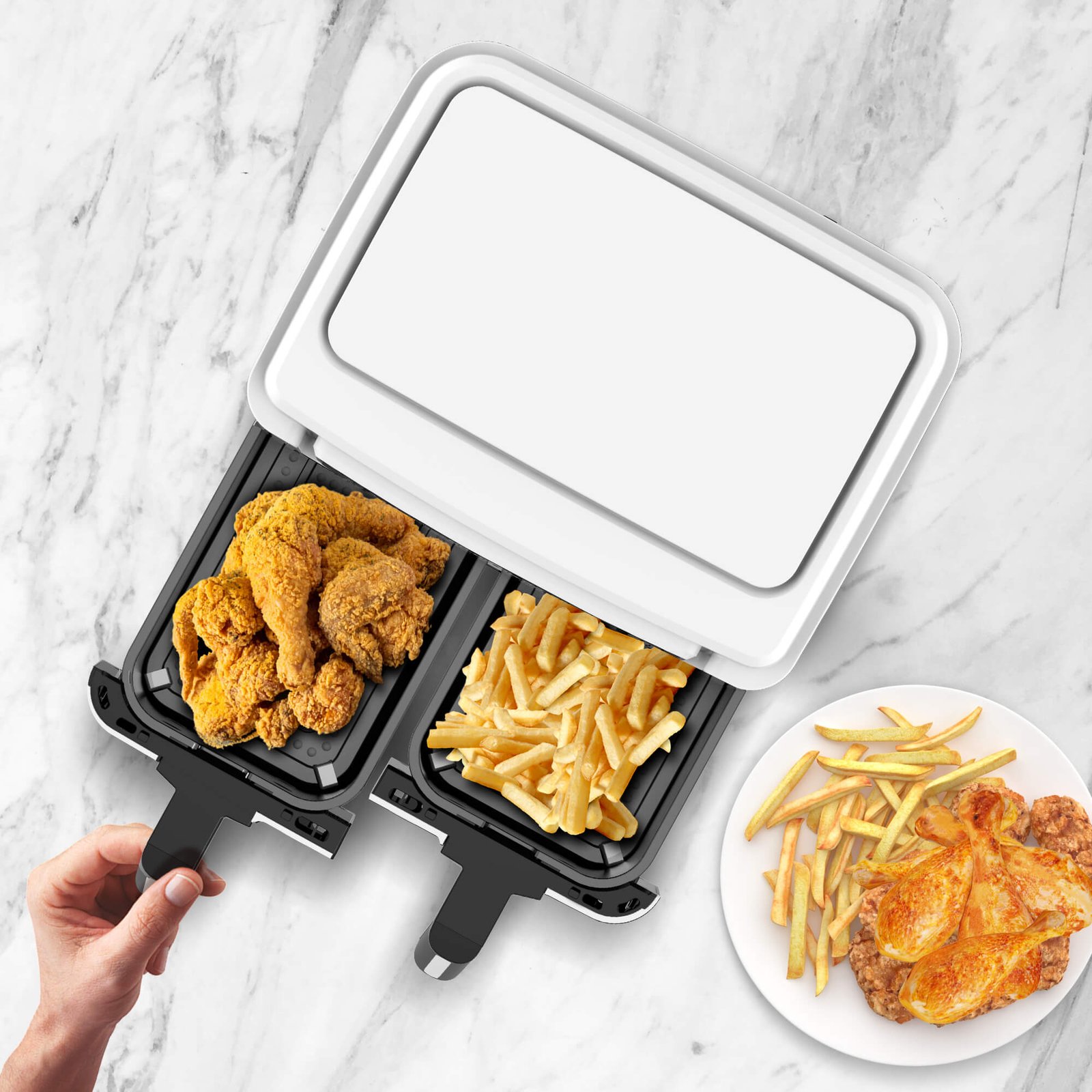 TurboTronic AF118 Dubbel Airfryer XL - Digital Varmluftsfritös - 7,6 Liter - Vit 5 TurboTronic AF118 Dubbel Airfryer XL - Digital Varmluftsfritös - 7,6 Liter - Vit - Bild 5