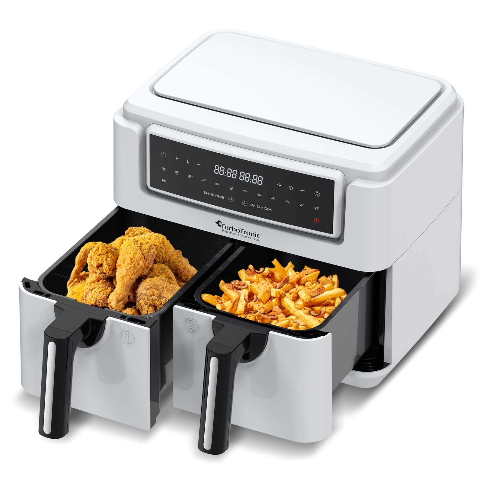TurboTronic AF118 Dubbel Airfryer XL - Digital Varmluftsfritös - 7,6 Liter - Vit 4 TurboTronic AF118 Dubbel Airfryer XL - Digital Varmluftsfritös - 7,6 Liter - Vit - Bild 4