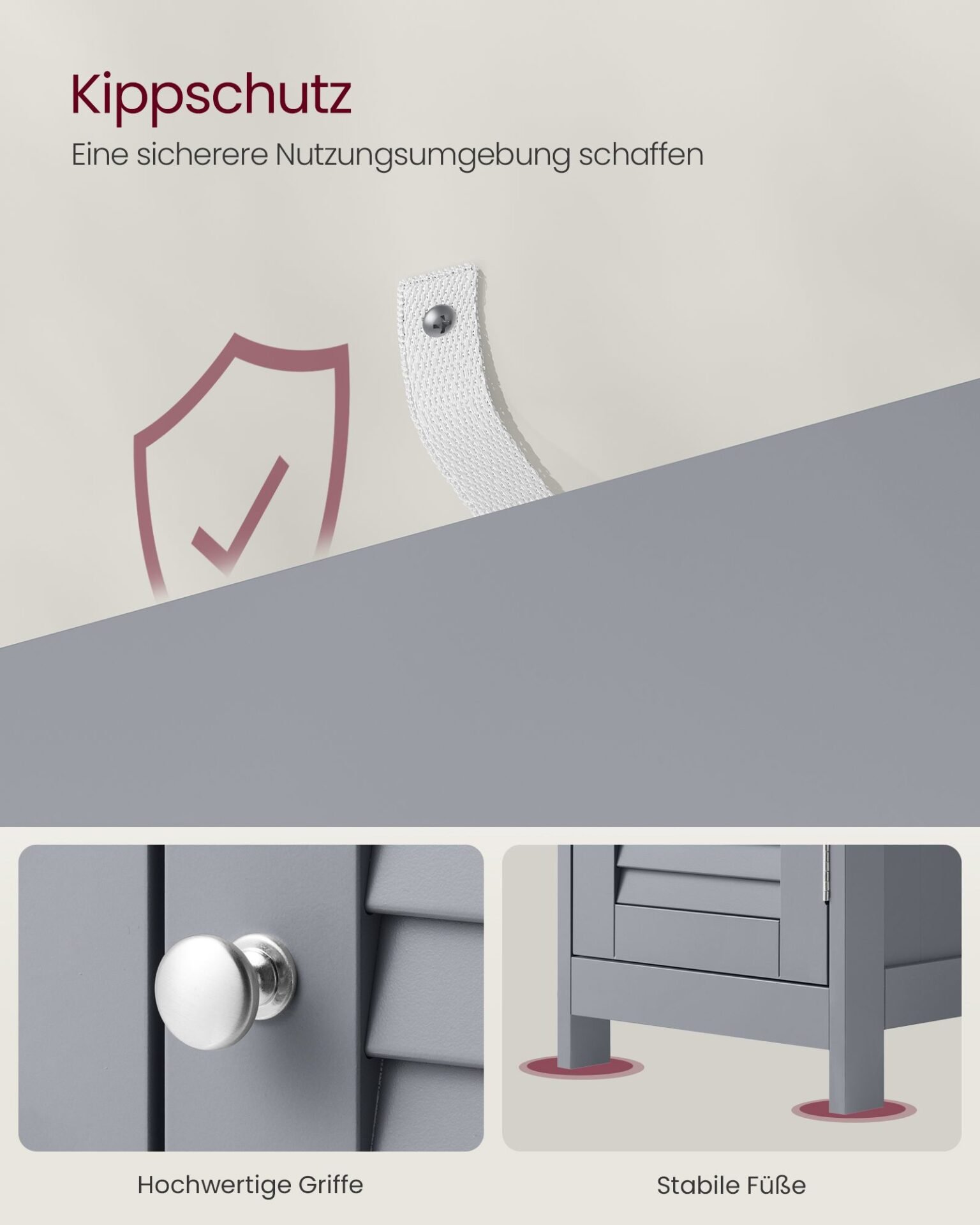 VASAGLE Bathroom Floor Storage Cabinet, Bathroom Storage Unit with 4 Drawers, Bathroom Cabinet Freestanding, 30 x 30 x 82 cm, for Living Room, Dining Room, Kitchen, Modern Style, Mystic Grey LHC040P36 7 VASAGLE Bathroom Floor Storage Cabinet, Bathroom Storage Unit with 4 Drawers, Bathroom Cabinet Freestanding, 30 x 30 x 82 cm, for Living Room, Dining Room, Kitchen, Modern Style, Mystic Grey LHC040P36 - Bild 7