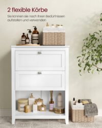 Badrumsskåp, Förvaringsskåp, 2 Lådor, Sidobord, 30 x 60 x 80 cm, Cloud White - Bild 5