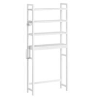 SONGMICS Over The Toilet Storage, 4-Tier Over Toilet Bathroom Organizer with Adjustable Shelf, Fit Most Toilets, Space-Saving, Easy Assembly, White BTS041W01
