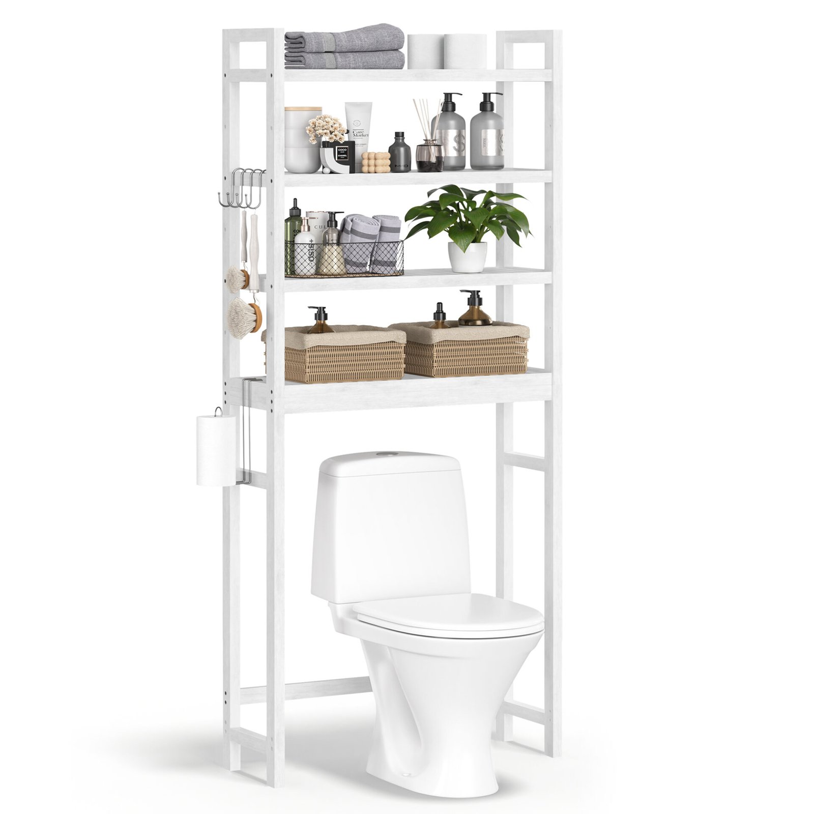 SONGMICS Over The Toilet Storage, 4-Tier Over Toilet Bathroom Organizer with Adjustable Shelf, Fit Most Toilets, Space-Saving, Easy Assembly, White BTS041W01 2 SONGMICS Over The Toilet Storage, 4-Tier Over Toilet Bathroom Organizer with Adjustable Shelf, Fit Most Toilets, Space-Saving, Easy Assembly, White BTS041W01 - Bild 2