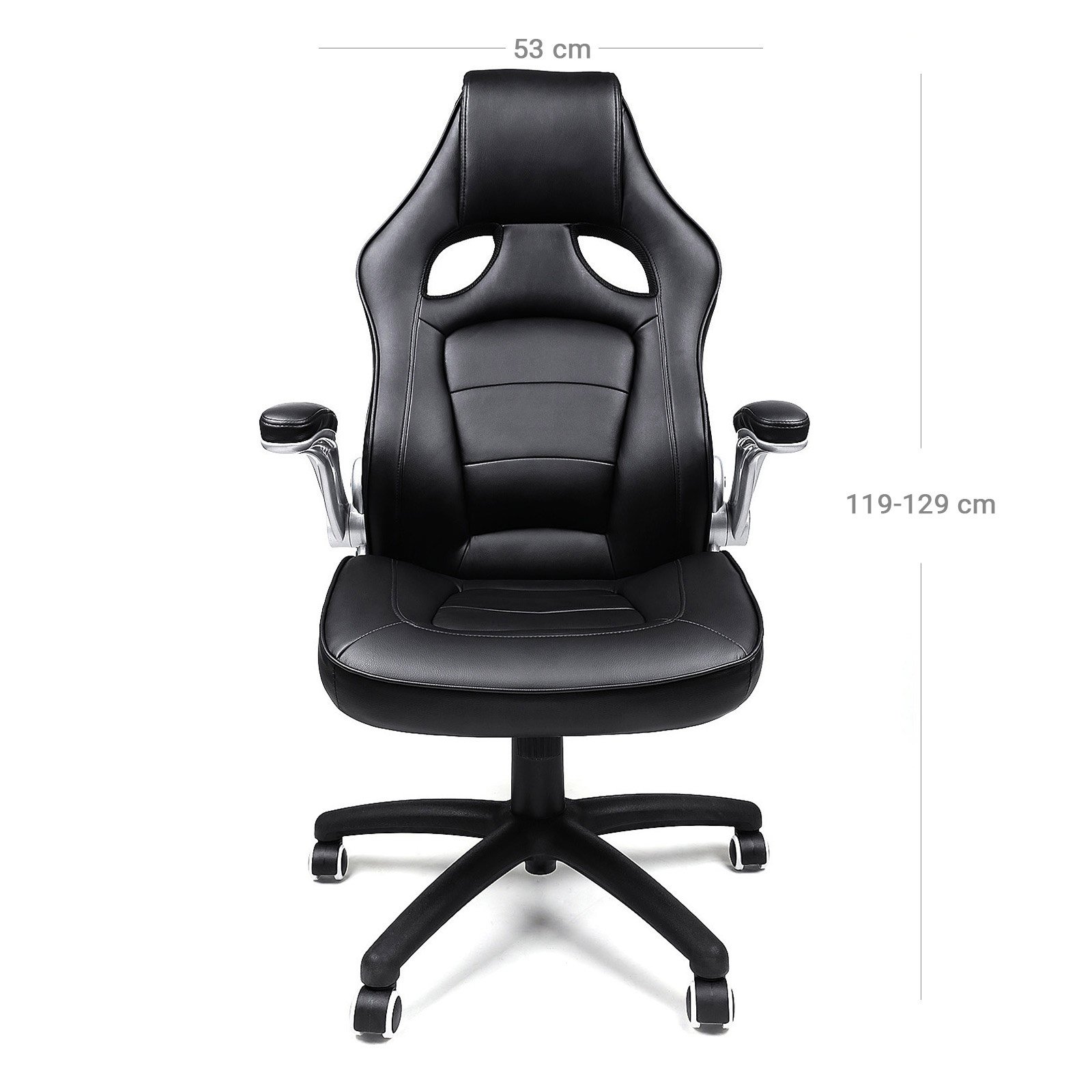 SONGMICS Sporty Shaped Office Chair, Swivel Armchair, with Armrests, High Backrest, Adjustable Height, Tilt for Swinging, Ergonomic Design, Black OBG62B 6 SONGMICS Sporty Shaped Office Chair, Swivel Armchair, with Armrests, High Backrest, Adjustable Height, Tilt for Swinging, Ergonomic Design, Black OBG62B - Bild 6