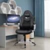 Svart ergonomisk kontorsstol med svängfunktion och armstöd.