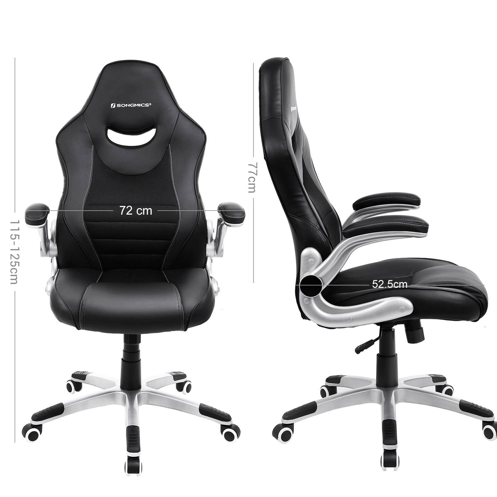 SONGMICS Office Chair Ergonomic Swivel Chair with Folding Arms and Nylon Star Foot 6 SONGMICS Office Chair Ergonomic Swivel Chair with Folding Arms and Nylon Star Foot - Bild 6