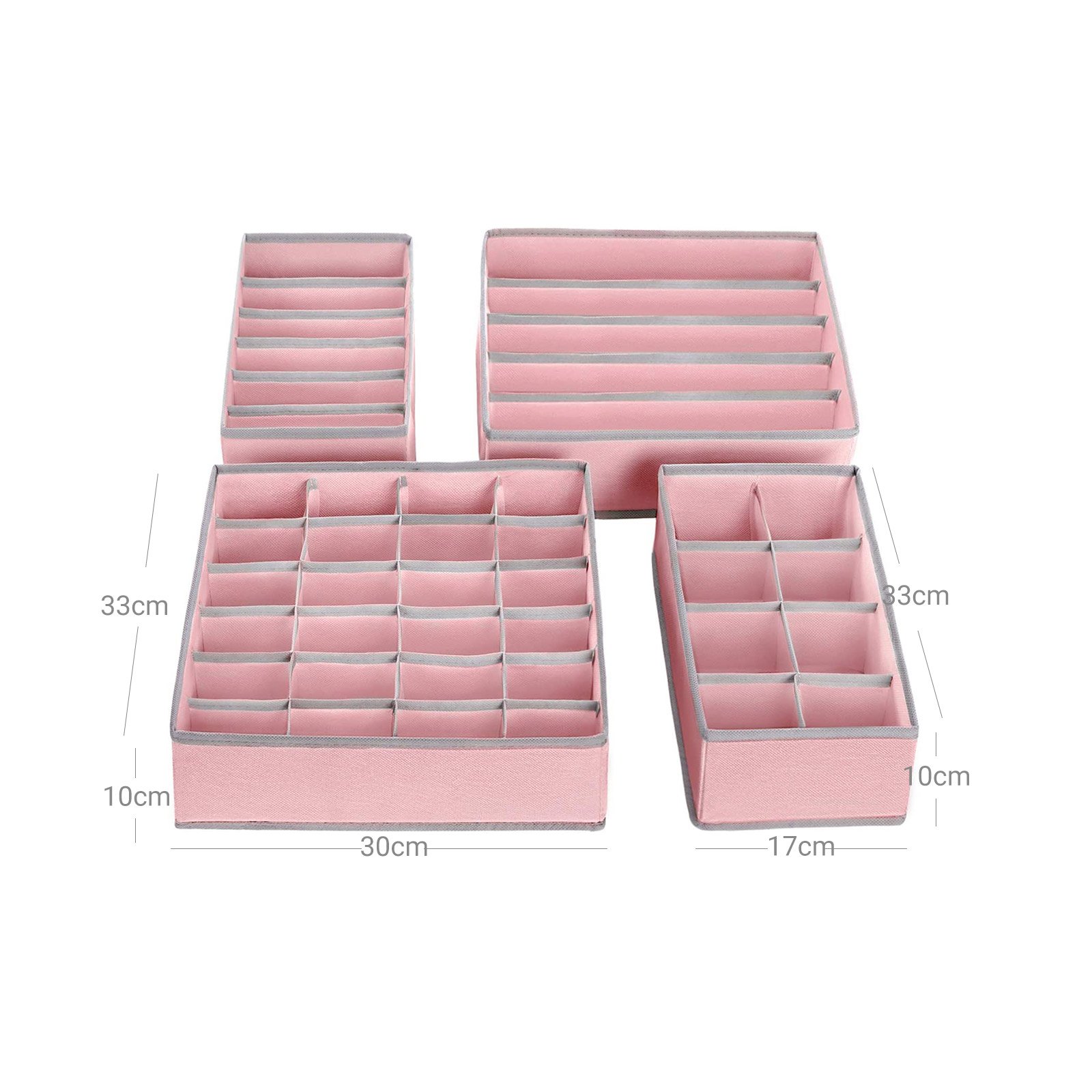 SONGMICS Set of 4 Underwear Drawer Organisers, Wardrobe Organisers for Bras, Undies, Ties, and Socks, Foldable Fabric Storage Boxes, Pink RUS04PK 6 SONGMICS Set of 4 Underwear Drawer Organisers, Wardrobe Organisers for Bras, Undies, Ties, and Socks, Foldable Fabric Storage Boxes, Pink RUS04PK - Bild 6