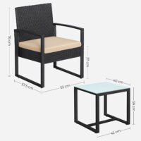 SONGMICS GGF010M05 Balcony Garden Furniture Set, PE Polyrattan Lounge Set, Table and 2 Chairs, Patio Furniture, Easy Assembly, Outdoor, for Patio, Balcony, Garden, Black/Beige 5 SONGMICS GGF010M05 Balcony Garden Furniture Set, PE Polyrattan Lounge Set, Table and 2 Chairs, Patio Furniture, Easy Assembly, Outdoor, for Patio, Balcony, Garden, Black/Beige - Bild 5