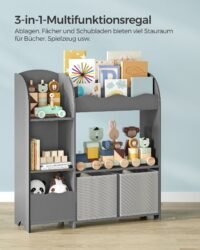 SONGMICS Children's Shelf, Toy Shelf, Children's Bookcase with 7 Storage Boxes in Non-Woven Fabric, Spacious Children's Room, 29.5 x 62.5 x 60 cm, Dove Grey GKR034G10 4 SONGMICS Children's Shelf, Toy Shelf, Children's Bookcase with 7 Storage Boxes in Non-Woven Fabric, Spacious Children's Room, 29.5 x 62.5 x 60 cm, Dove Grey GKR034G10 - Bild 4