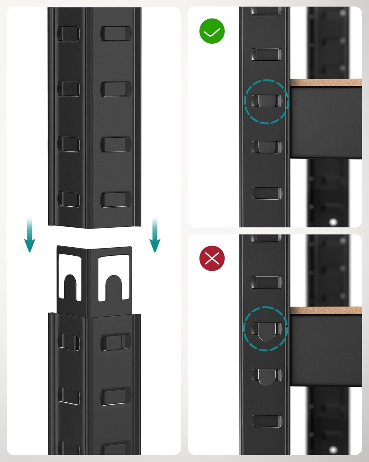 Hyllenhet, 40 x 80 x 160 cm, justerbara förvaringshyllor, rustik brun och svart 6 Hyllenhet, 40 x 80 x 160 cm, justerbara förvaringshyllor, rustik brun och svart - Bild 6